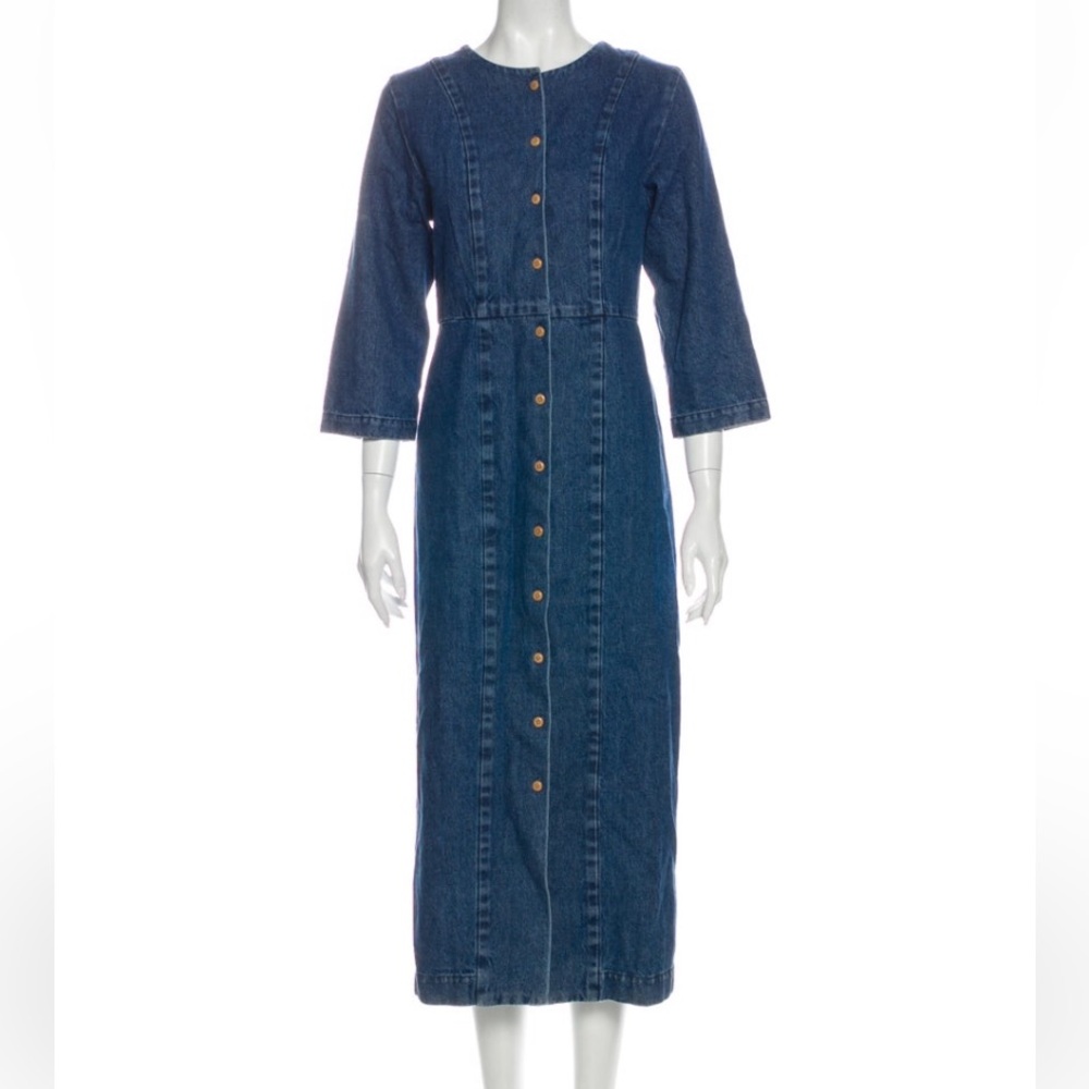 Ilana Kohn Dark Blue Denim Button-Front Midi Dress